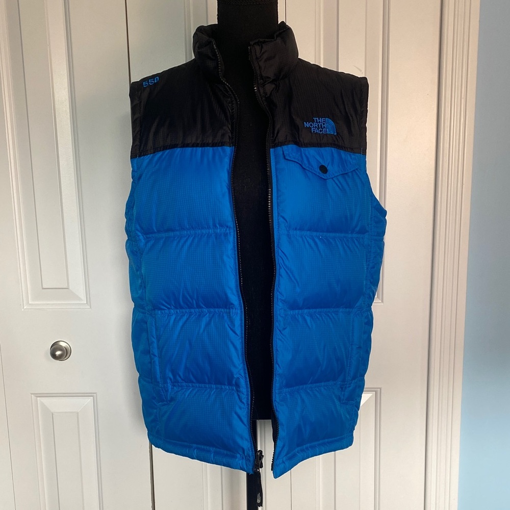 The North Face 18-20 Year Old 550 Vibrant Blue and Black Reversible Vest - Picture 6 of 11